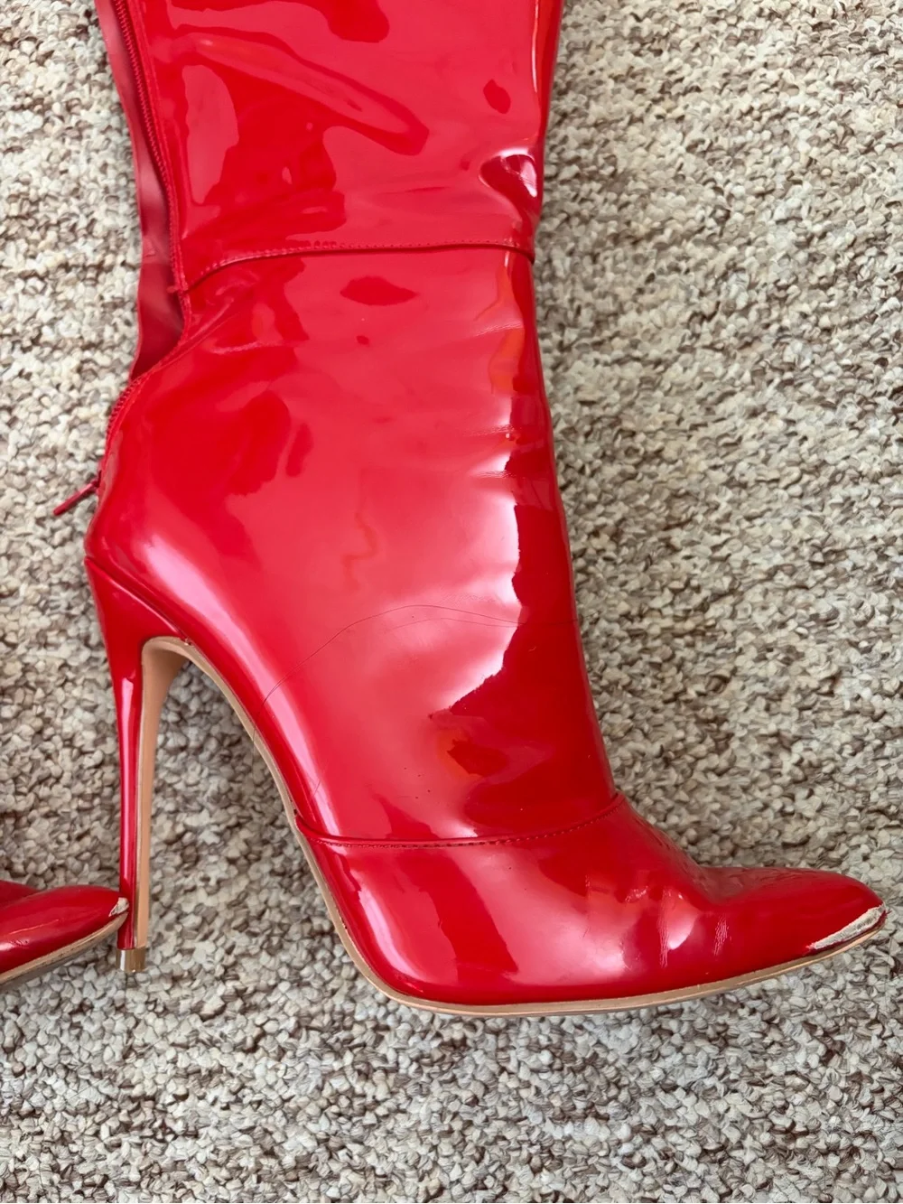 Pleaser Red Patent Over-the-Knee Stiletto Boots, worn once, US8, Courtly 3012